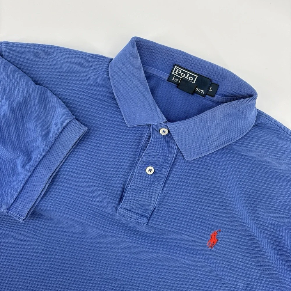 Polo Ralph Lauren Mens Large Blue Red Pony Polo Short Sleeve